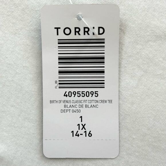 Torrid Botticelli Birth Of Venus The Vinyl Icons White Crewneck T-Shirt NWT - Picture 3 of 5